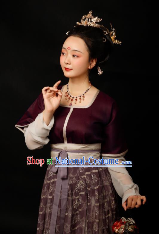 Chinese Traditional Tang Dynasty Imperial Consort Hanfu Dress Ancient Drama Court Lady Replica Costumes for Women