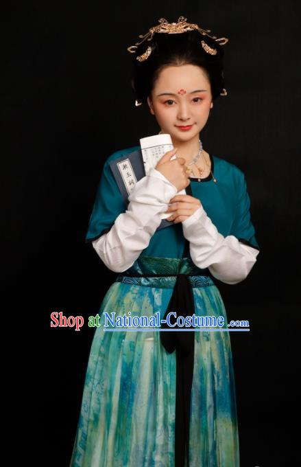 Chinese Traditional Tang Dynasty Palace Maidservant Hanfu Dress Ancient Drama Court Lady Replica Costumes for Women