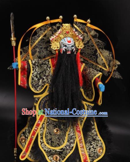 Traditional Chinese Handmade Black General Puppet Marionette Puppets String Puppet Wooden Image Arts Collectibles