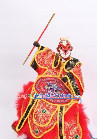 Traditional Chinese Handmade Red Handsome Monkey King Puppet Marionette Puppets String Puppet Wooden Image Arts Collectibles