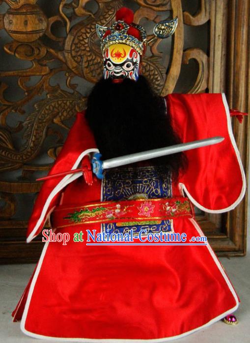 Chinese Traditional Red Robe Zhong Kui Marionette Puppets Handmade Puppet String Puppet Wooden Image Arts Collectibles