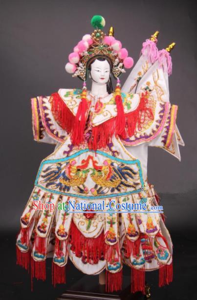 Traditional Chinese General Mu Guiying Marionette Puppets Handmade Puppet String Puppet Wooden Image Arts Collectibles