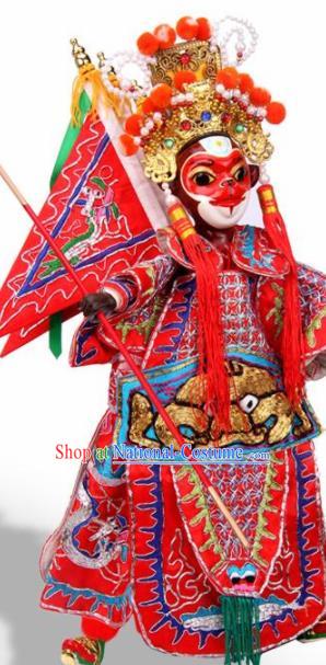 Traditional Chinese Red Monkey King Marionette Puppets Handmade Puppet String Puppet Wooden Image Arts Collectibles