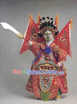 Chinese Traditional Beijing Opera General Marionette Puppets Handmade Puppet String Puppet Wooden Image Arts Collectibles