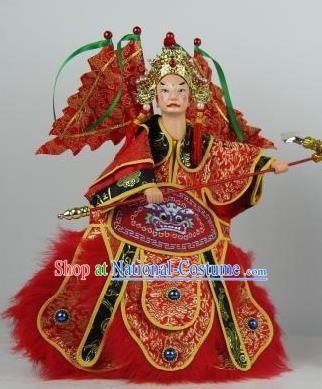 Traditional Chinese Red General Xue Pinggui Marionette Puppets Handmade Puppet String Puppet Wooden Image Arts Collectibles