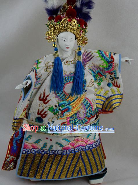 Traditional Chinese White Emperor Marionette Puppets Handmade Puppet String Puppet Wooden Image Arts Collectibles