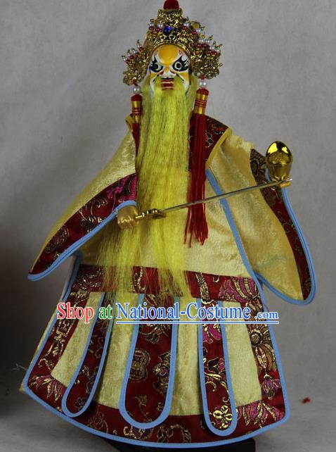 Traditional Chinese Yellow Prime Minister Marionette Puppets Handmade Puppet String Puppet Wooden Image Arts Collectibles