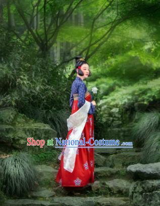 Chinese Traditional Tang Dynasty Court Lady Hanfu Dress Ancient Las Meninas Replica Costumes for Women