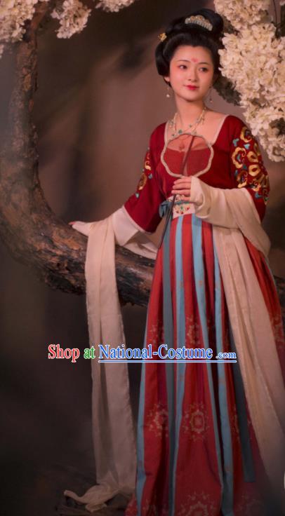 Chinese Traditional Tang Dynasty Court Concubine Hanfu Dress Ancient Imperial Consort Replica Costumes for Women