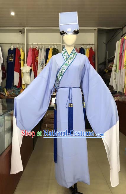 Traditional Chinese Huangmei Opera Niche Costumes Ancient Scholar Lilac Robe for Men