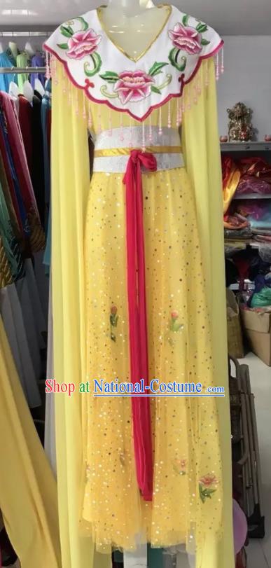 Traditional Chinese Handmade Beijing Opera Lin Daiyu Costumes Ancient Peri Princess Yellow Dress for Women