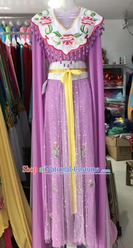 Traditional Chinese Handmade Beijing Opera Lin Daiyu Costumes Ancient Peri Princess Purple Dress for Women