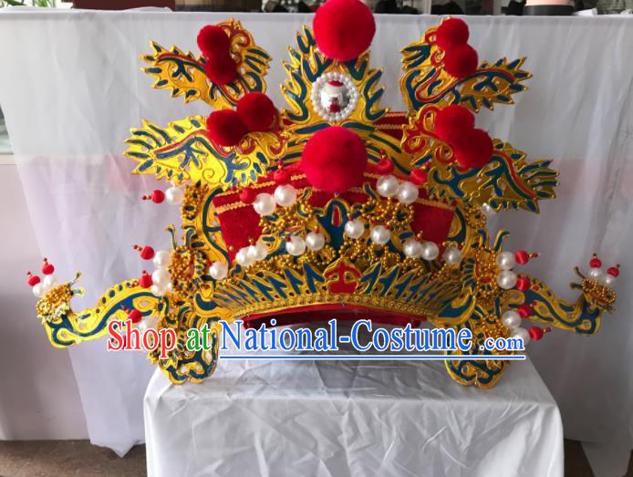 Traditional Chinese Beijing Opera God of Wealth Hat Ancient Prime Minister Headwear for Men