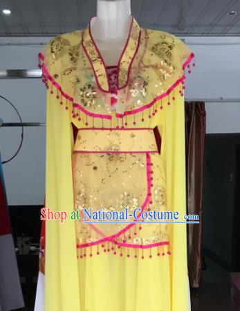 Traditional Chinese Handmade Beijing Opera Diva Yellow Dress Ancient Peri Princess Costumes for Women