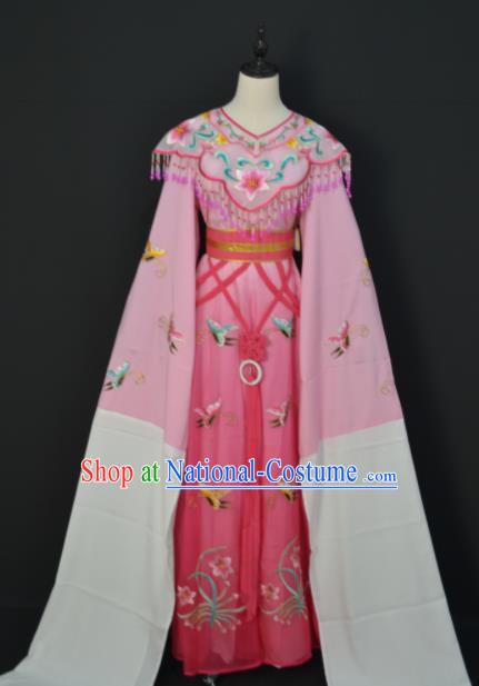 Traditional Chinese Handmade Beijing Opera Diva Zhu Yingtai Pink Dress Ancient Peri Princess Costumes for Women