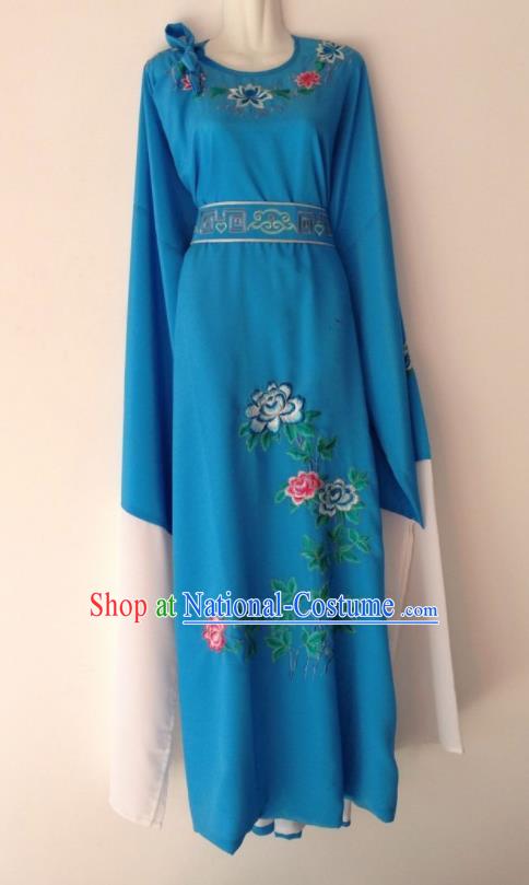 Traditional Chinese Huangmei Opera Niche Deep Blue Robe Ancient Gifted Scholar Costume for Men