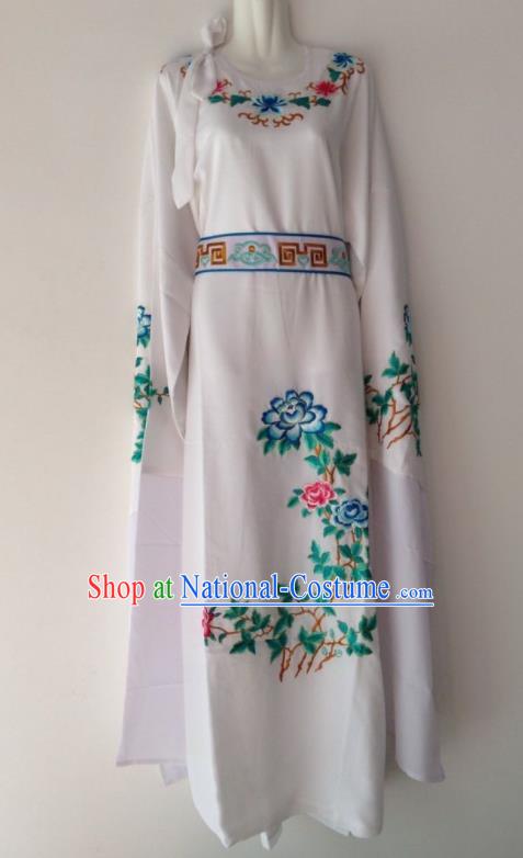 Traditional Chinese Huangmei Opera Niche White Robe Ancient Gifted Scholar Costume for Men