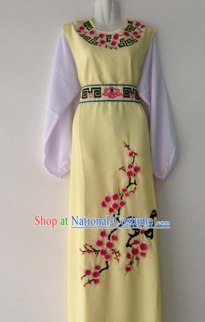 Traditional Chinese Huangmei Opera Niche Embroidered Plum Yellow Robe Ancient Gifted Scholar Costume for Men