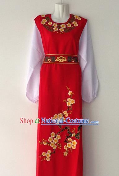 Traditional Chinese Huangmei Opera Niche Embroidered Plum Red Robe Ancient Gifted Scholar Costume for Men