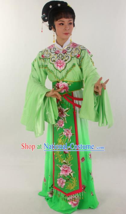 Handmade Traditional Chinese Beijing Opera Hua Tan Diva Green Dress Ancient Imperial Consort Costumes for Women