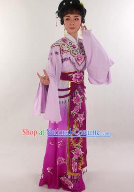 Handmade Traditional Chinese Beijing Opera Hua Tan Diva Purple Dress Ancient Imperial Consort Costumes for Women