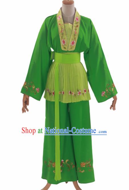 Handmade Traditional Chinese Beijing Opera Young Lady Green Clothing Ancient Maidservants Costumes for Women