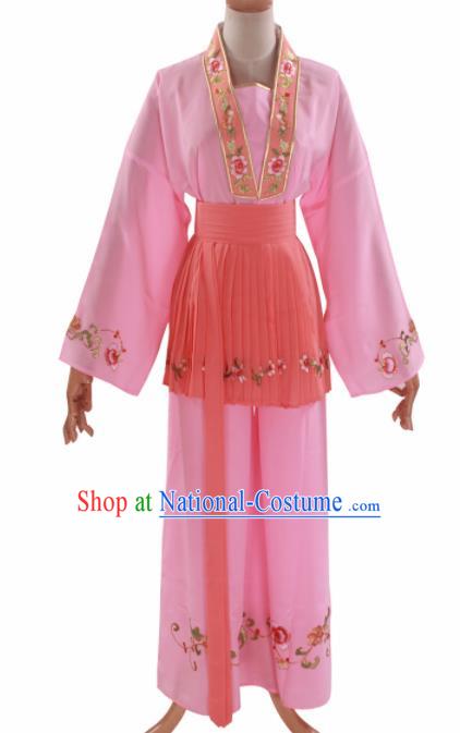 Handmade Traditional Chinese Beijing Opera Young Lady Pink Clothing Ancient Maidservants Costumes for Women