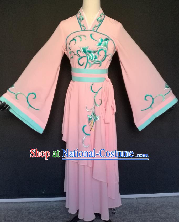 Handmade Traditional Chinese Beijing Opera Hua Tan Pink Dress Ancient Court Maid Costumes for Women