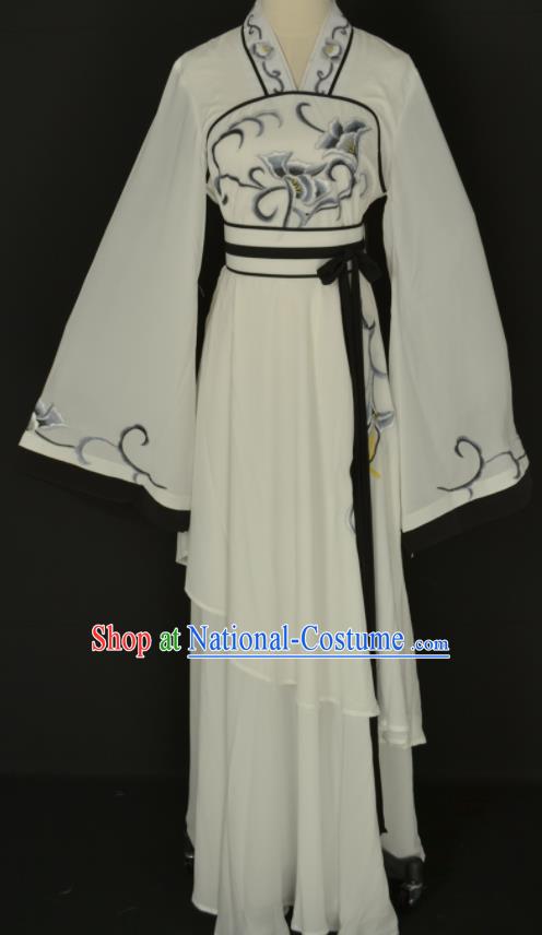 Handmade Traditional Chinese Beijing Opera Hua Tan White Dress Ancient Court Maid Costumes for Women