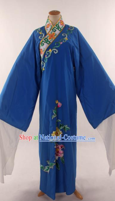 Traditional Chinese Huangmei Opera Niche Embroidered Blue Robe Ancient Gifted Scholar Costume for Men