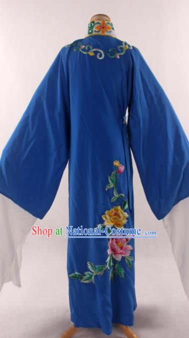 Traditional Chinese Huangmei Opera Niche Embroidered Blue Robe Ancient Gifted Scholar Costume for Men