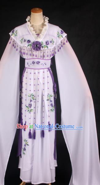 Handmade Traditional Chinese Beijing Opera Princess White Dress Ancient Court Lady Costumes for Women