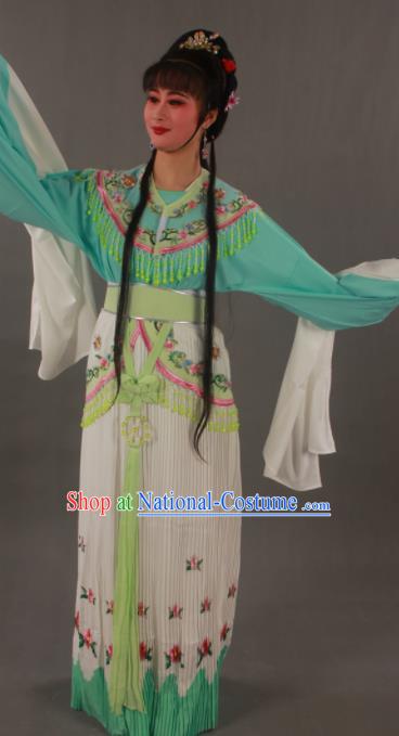 Traditional Chinese Peking Opera Actress Green Dress Ancient Court Princess Costumes for Women