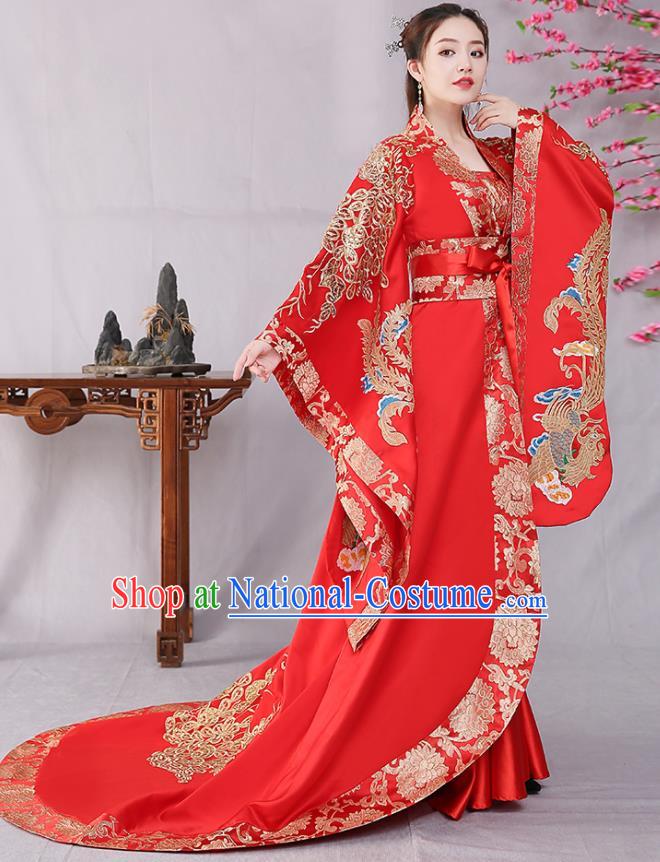 Traditional Chinese Tang Dynasty Court Wedding Red Hanfu Dress Ancient Drama Imperial Consort Replica Costumes for Women