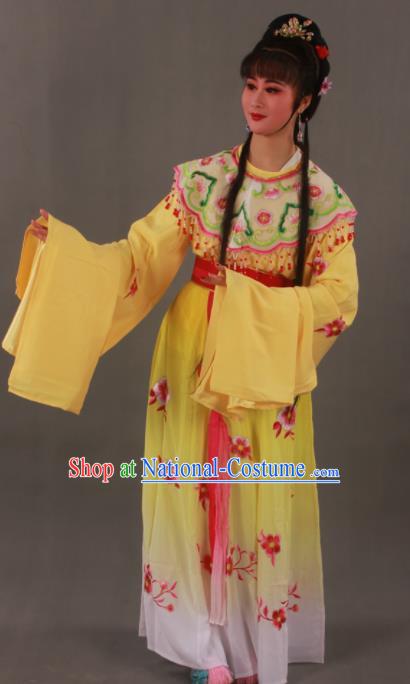 Traditional Chinese Peking Opera Actress Yellow Dress Ancient Imperial Princess Costume for Women