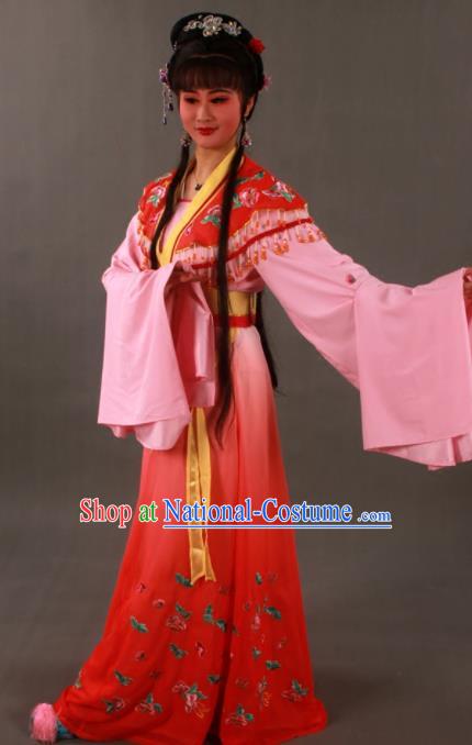 Traditional Chinese Peking Opera Actress Zhu Yingtai Red Dress Ancient Aristocratic Miss Costume for Women