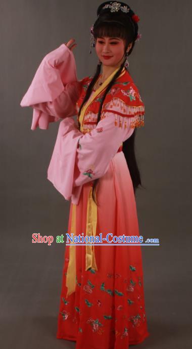 Traditional Chinese Peking Opera Actress Zhu Yingtai Red Dress Ancient Aristocratic Miss Costume for Women