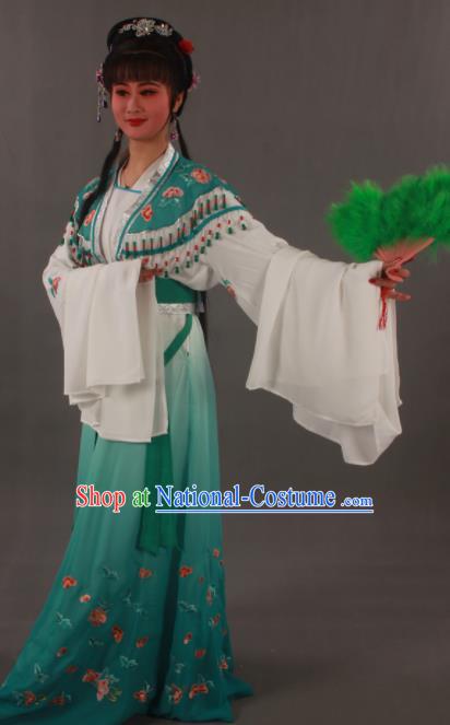 Traditional Chinese Peking Opera Actress Zhu Yingtai Green Dress Ancient Aristocratic Miss Costume for Women