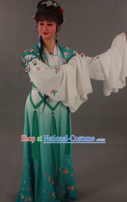 Traditional Chinese Peking Opera Actress Zhu Yingtai Green Dress Ancient Aristocratic Miss Costume for Women