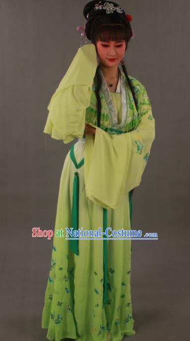 Traditional Chinese Peking Opera Actress Zhu Yingtai Light Green Dress Ancient Aristocratic Miss Costume for Women