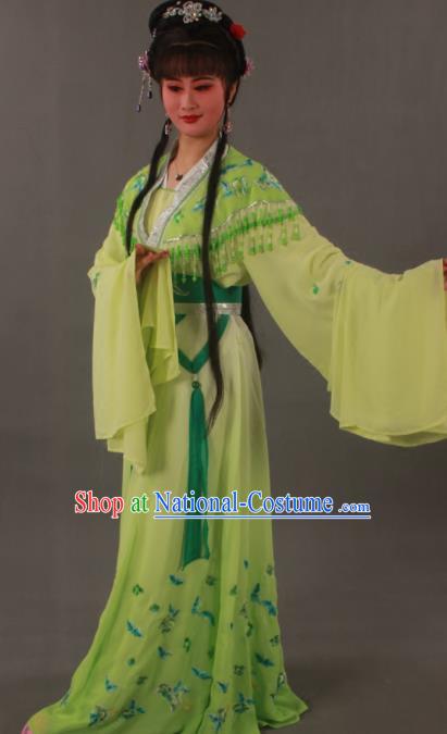 Traditional Chinese Peking Opera Actress Zhu Yingtai Light Green Dress Ancient Aristocratic Miss Costume for Women