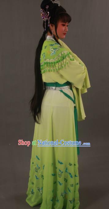 Traditional Chinese Peking Opera Actress Zhu Yingtai Light Green Dress Ancient Aristocratic Miss Costume for Women