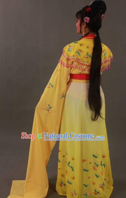 Traditional Chinese Peking Opera Actress Zhu Yingtai Yellow Dress Ancient Aristocratic Miss Costume for Women