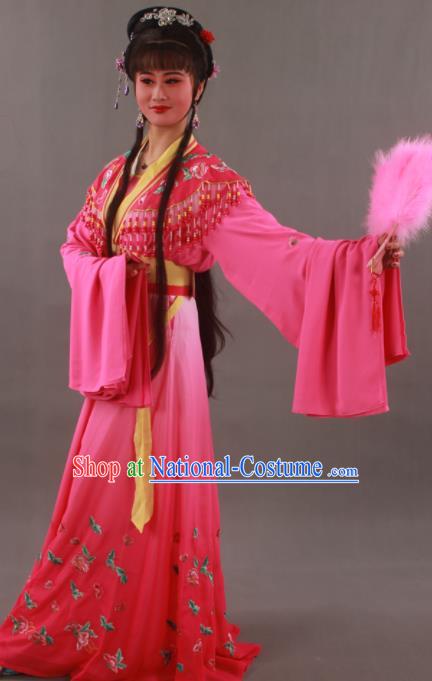 Traditional Chinese Peking Opera Actress Rosy Dress Ancient Aristocratic Miss Costume for Women