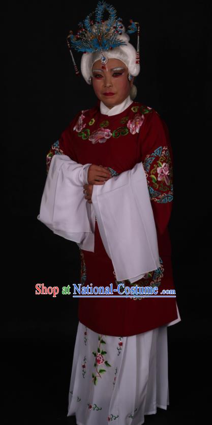 Traditional Chinese Peking Opera Stand By Amaranth Dress Ancient Dowager Countess Costume for Women