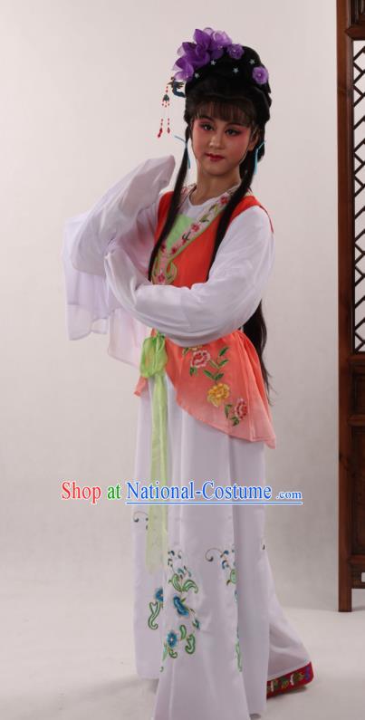 Traditional Chinese Peking Opera Maidservants Orange Dress Ancient Servant Girl Costume for Women