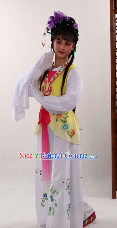 Traditional Chinese Peking Opera Maidservants Yellow Dress Ancient Servant Girl Costume for Women