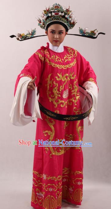 Traditional Chinese Huangmei Opera Niche Rosy Robe Ancient Number One Scholar Embroidered Costume for Men