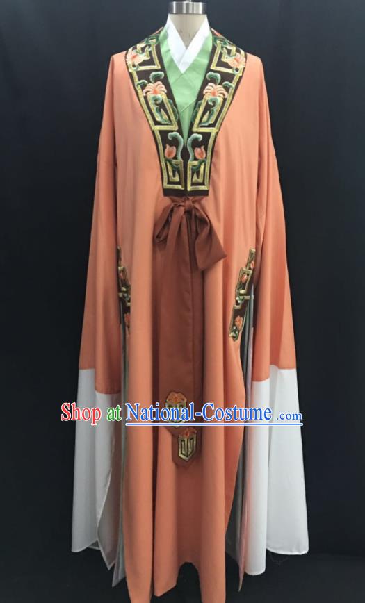 Traditional Chinese Huangmei Opera Niche Orange Robe Ancient Romance of the Western Chamber Scholar Costume for Men