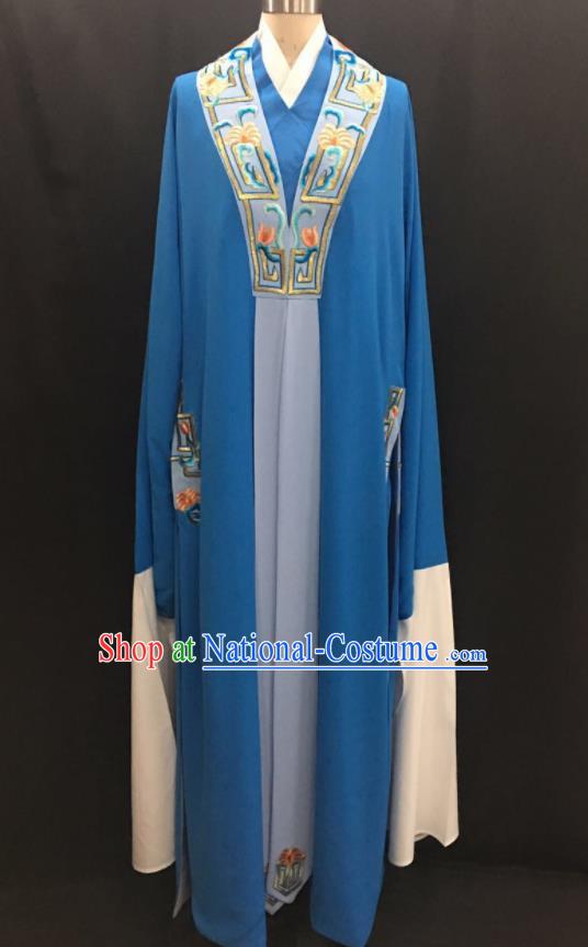 Traditional Chinese Huangmei Opera Niche Blue Robe Ancient Romance of the Western Chamber Scholar Costume for Men